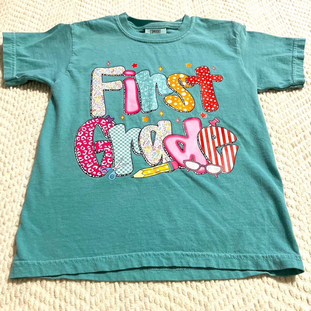 Comfort Colors Teal First Grade Kids T-Shirt